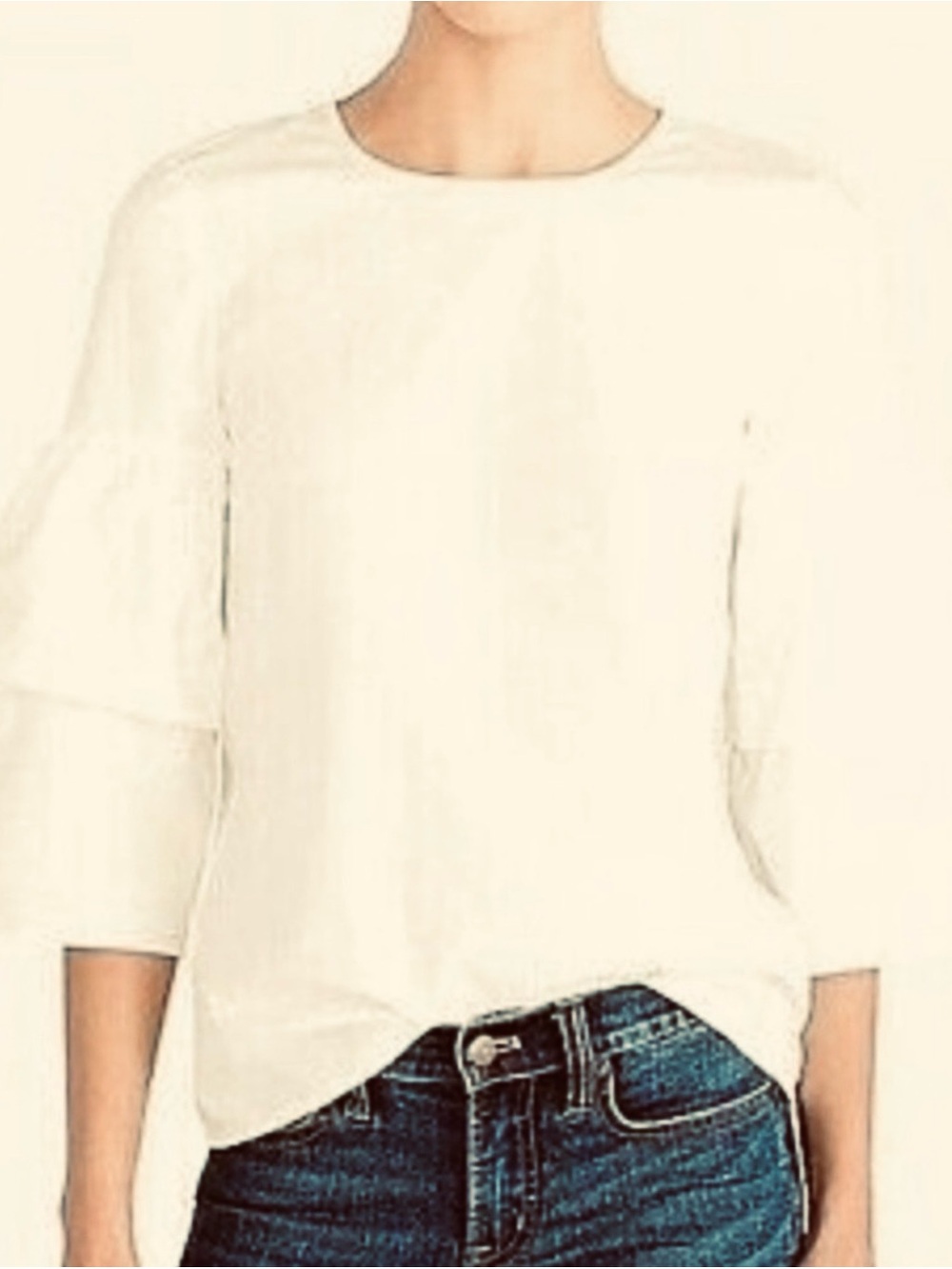 J.Crew Mercantile Crisp White Ruffle Sleeve Blouse